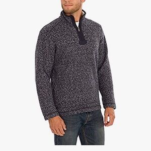 Orvis 1/4 Zip Pullover Brighton Sherpa Lined Pockets Navy Blue Sweater Mens